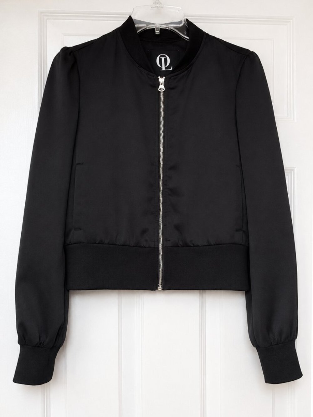 Ookie & Lala Satin Bomber Jacket Black S